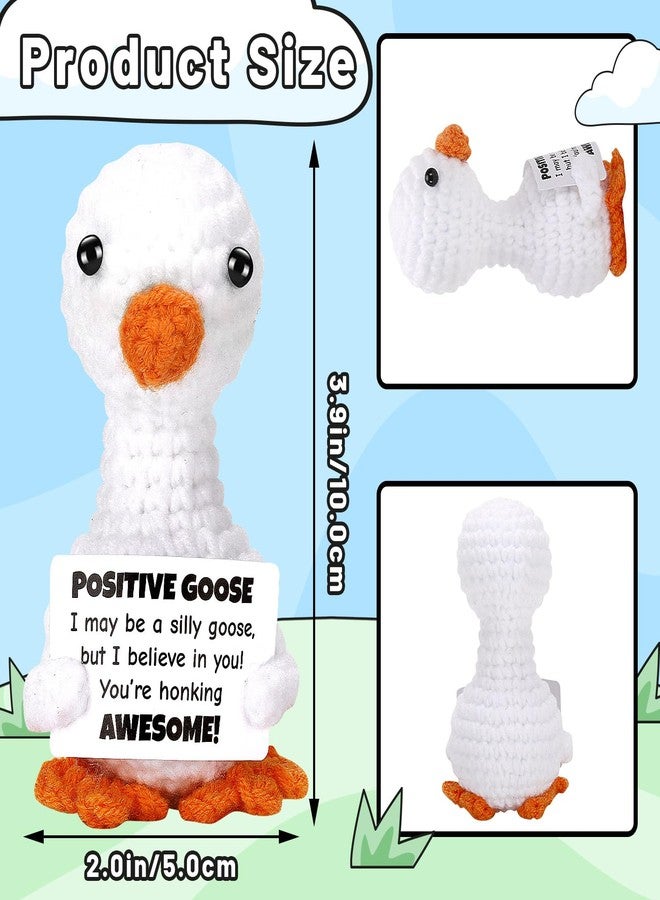 JULEASEL Mini Goose Positive Crochet Animal Emotional Support Crochet Desk Goose with Positive Card for Coworkers Best Friend Encouragement Funny Gifts for Women Men Xmas Party Decor (Goose) - Image 2